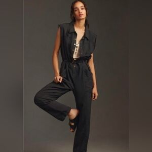 Pilcro Mecanic Sleeveless Black Jumpsuit, Size Small